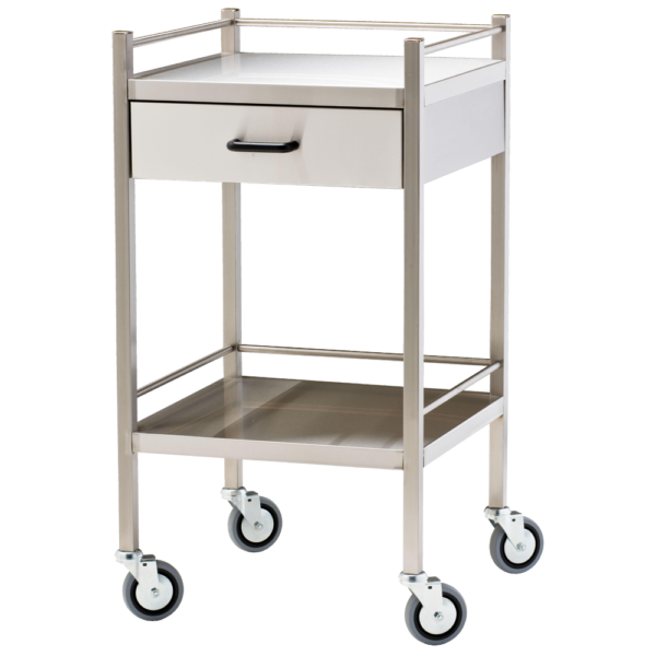 Small Stainless Steel Trolley with Drawer 50 x 50 x 97cm