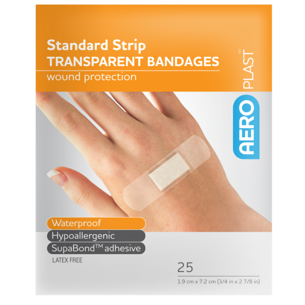 AEROPLAST Transparent Standard Strip 7.2 x 1.9cm Env/25