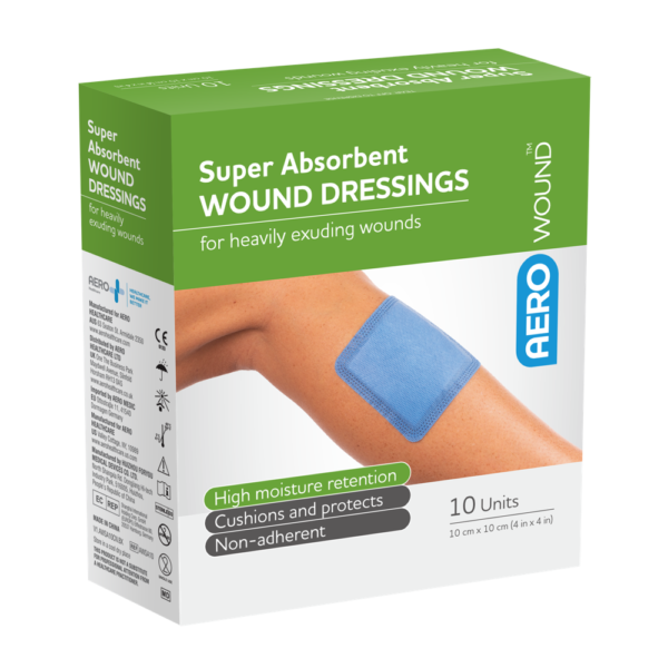 AEROWOUND Super Absorbent Wound Dressing 10 x 10cm Box/10