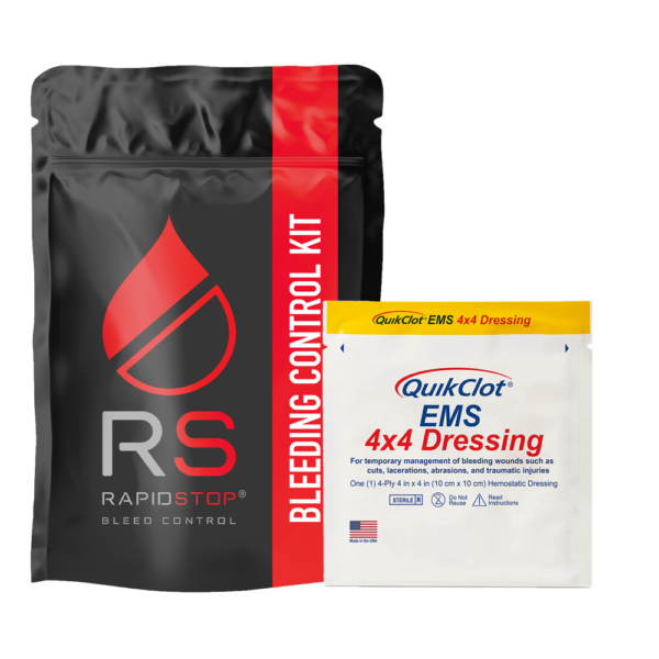 RAPIDSTOP Bleeding Control Kits - Medium, Plastic Pouch - EMS Dressing