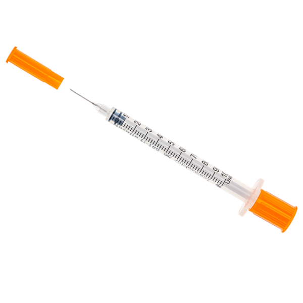 Insulin Syringe with Fixed Needle, Box of 100 - 27G x 13mm